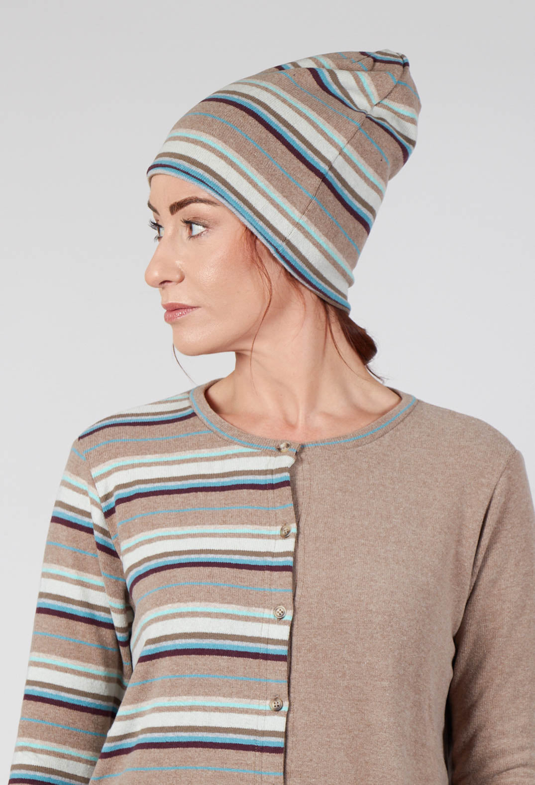 Kaki Hat in Alpaca Stripe