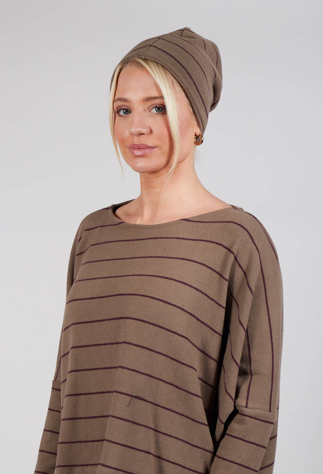 Kaki Hat in Uva Stripe