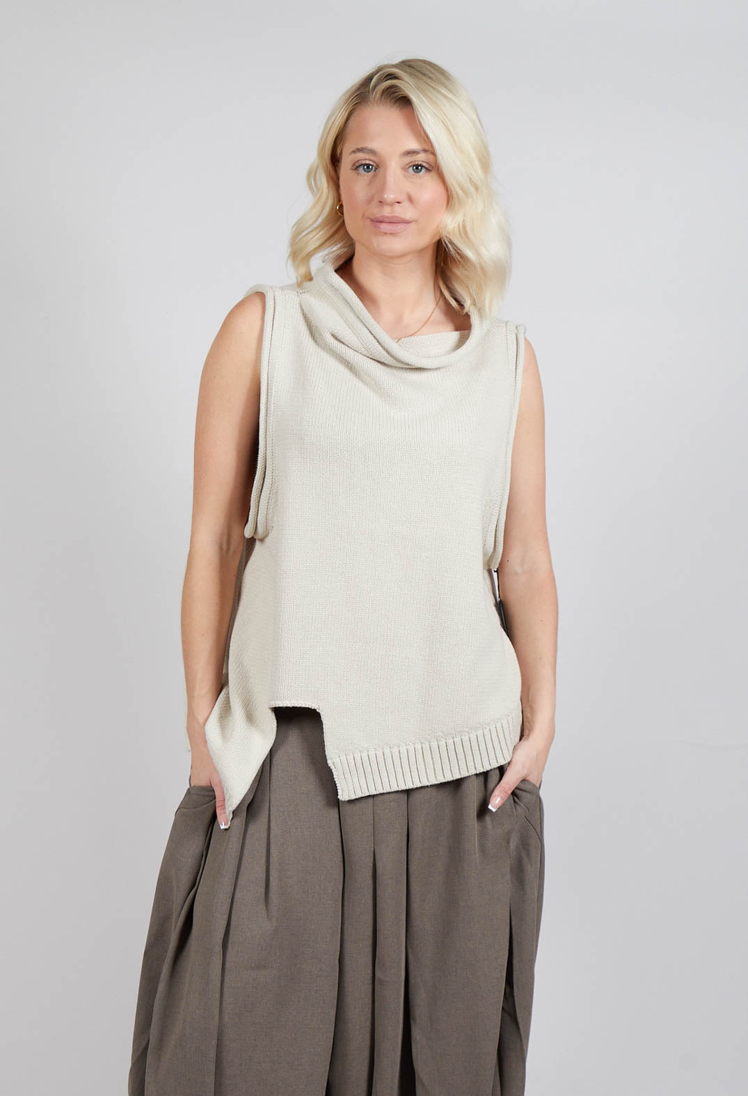 Knit Sleeveless Jumper in Beige