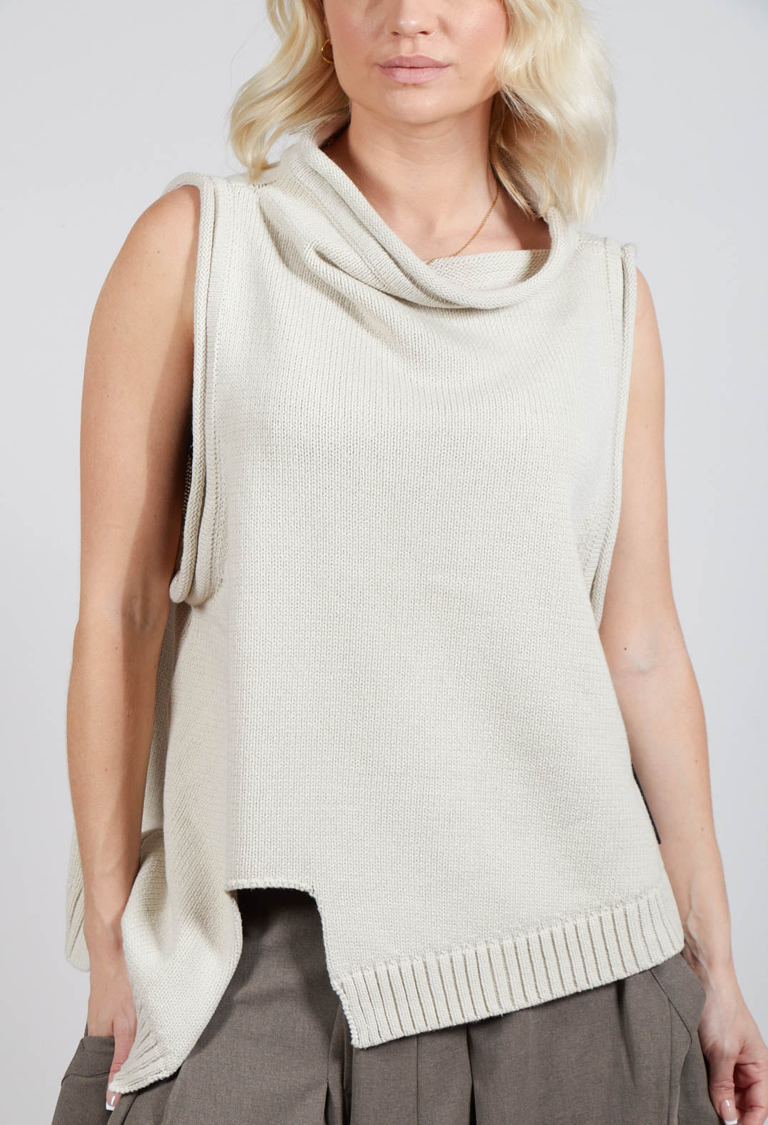 Knit Sleeveless Jumper in Beige