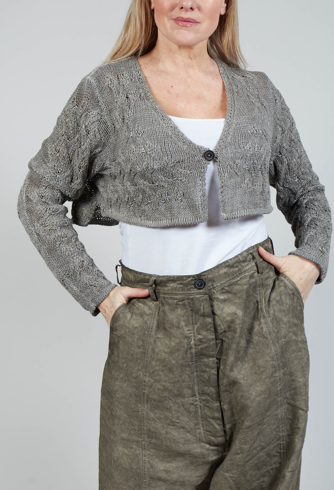 Knitted Cardigan in Hay Cloud