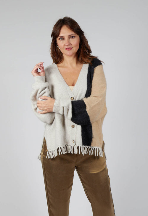 Knitted Fowler Cardigan in Greige