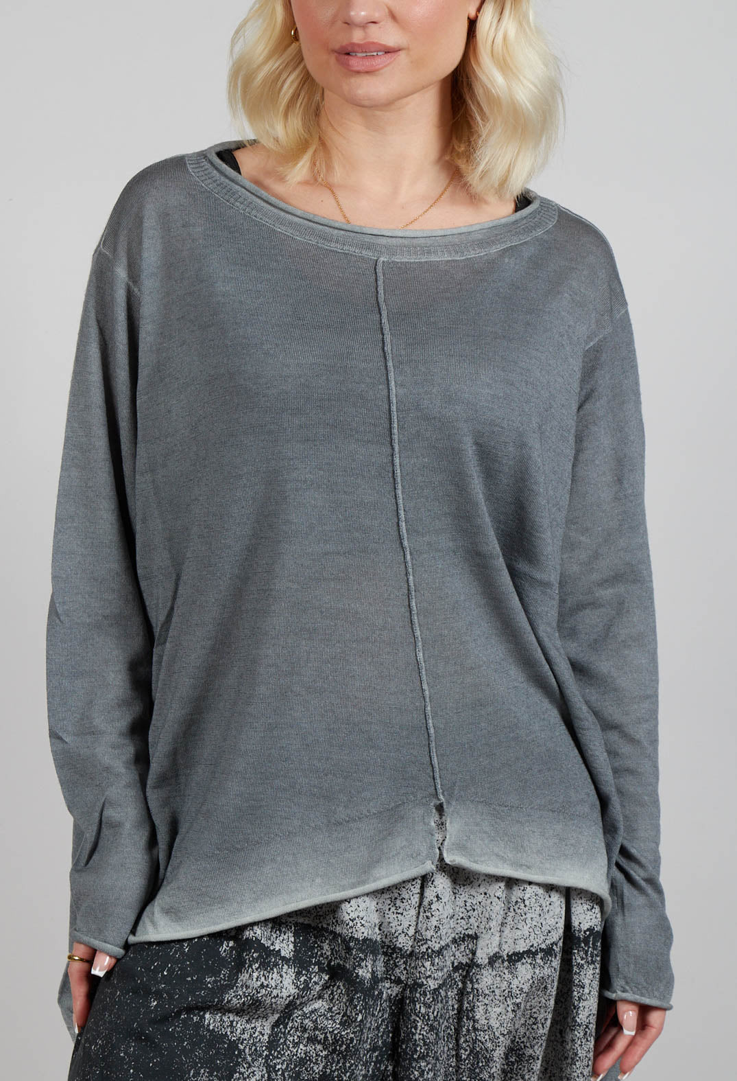 Knitted Slouch Jumper in Grey