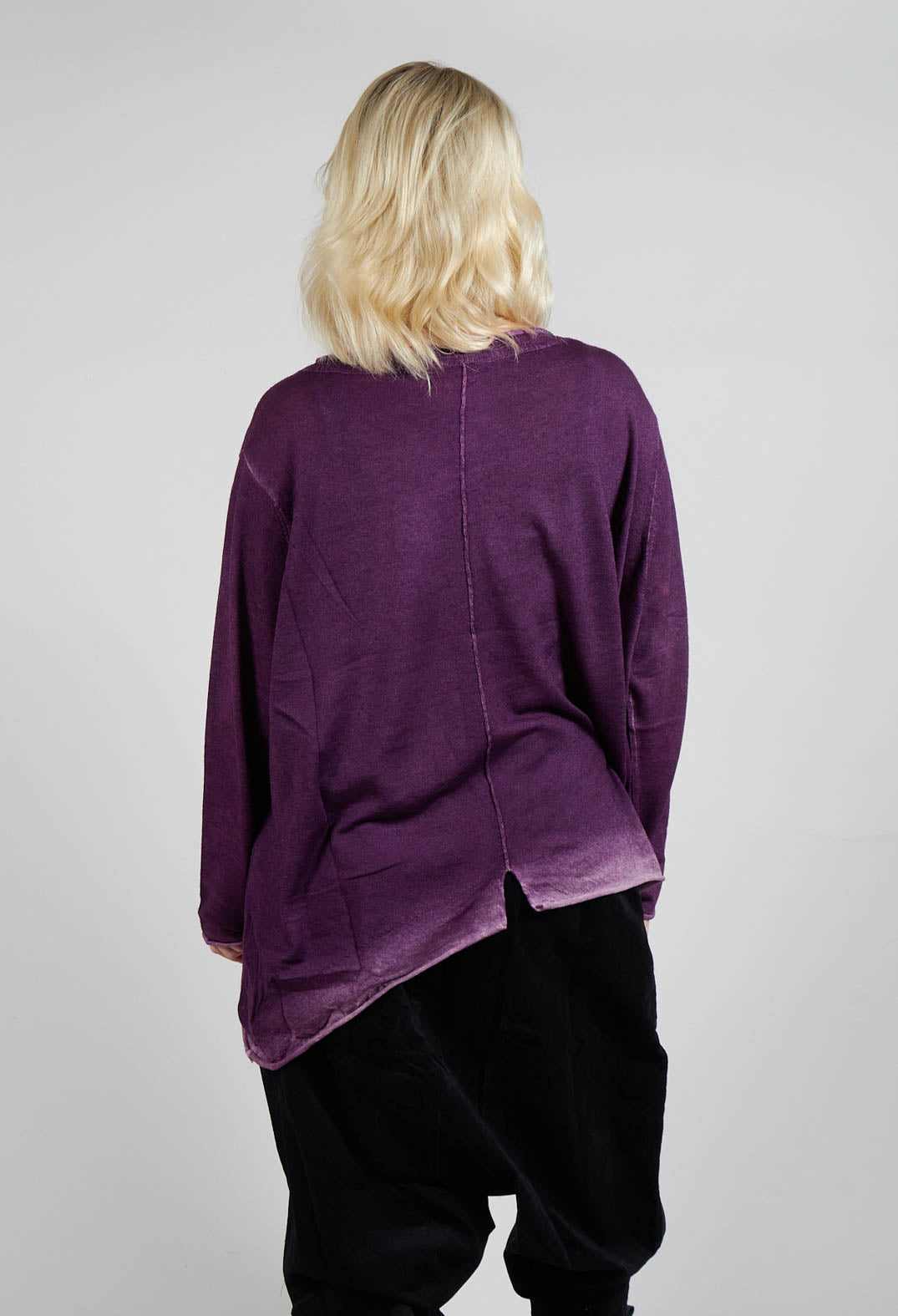 Knitted Slouch Jumper in Purple