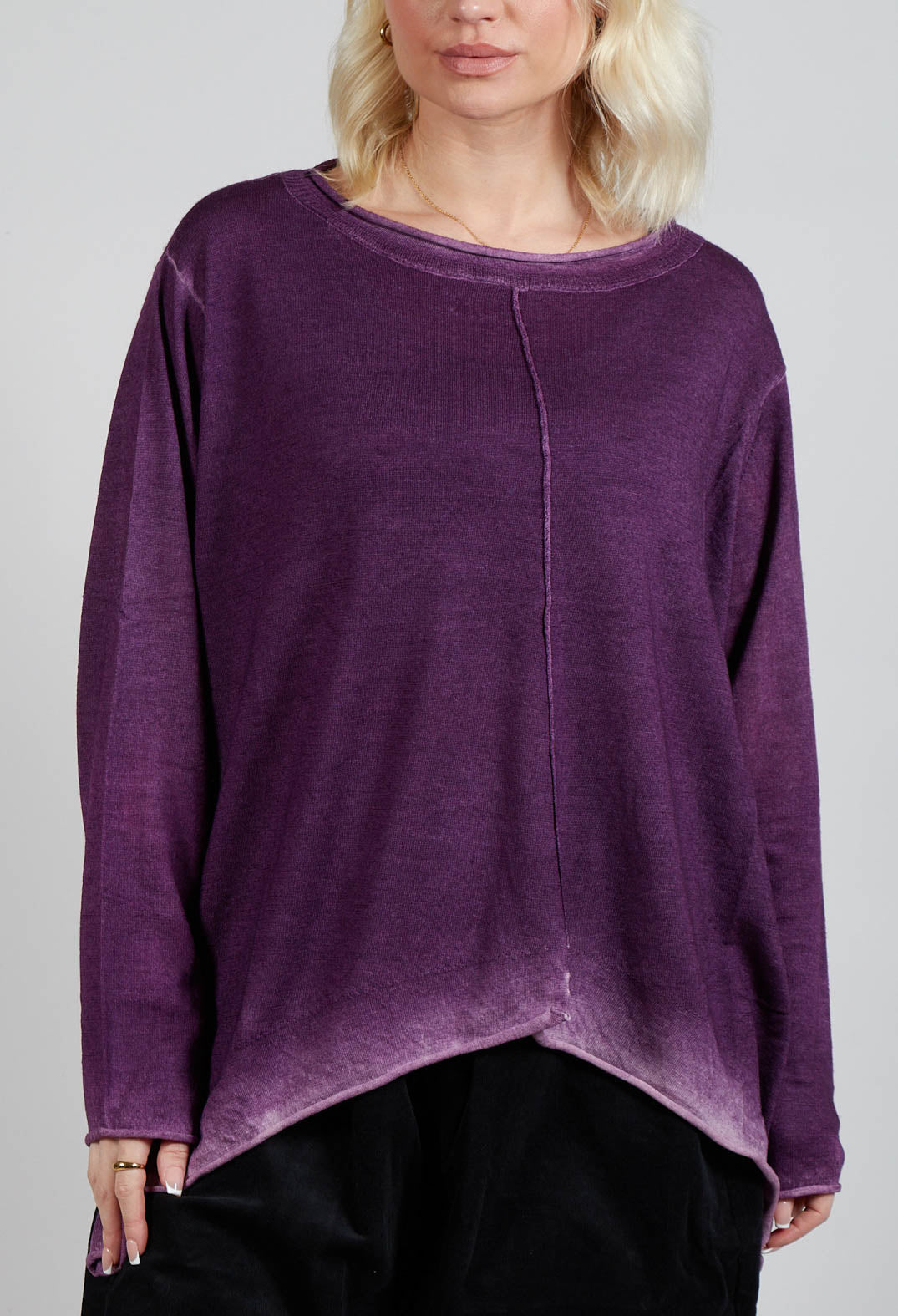 Knitted Slouch Jumper in Purple