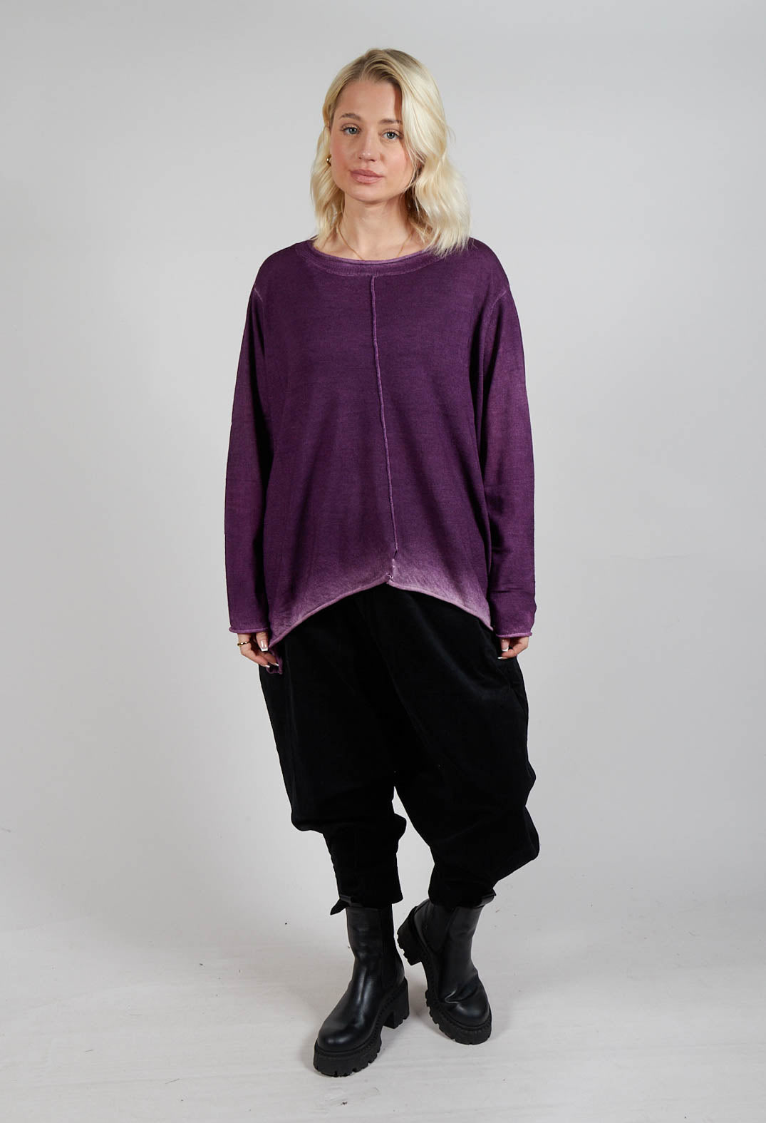 Knitted Slouch Jumper in Purple