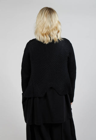 Knitted Wave Cardigan in Black