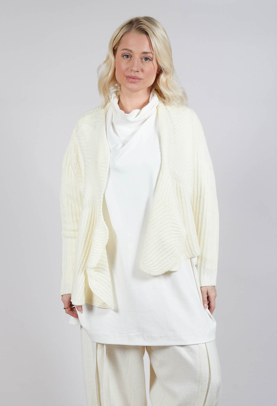 Knitted Wave Cardigan in Cream