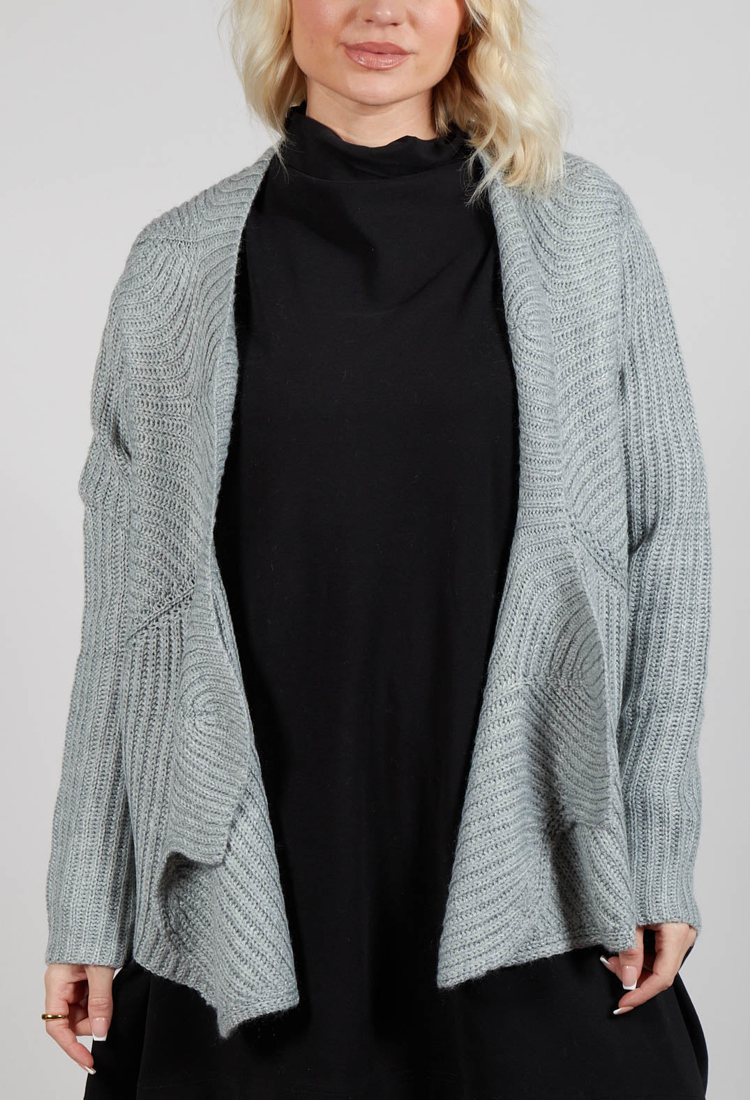 Knitted Wave Cardigan in Grey