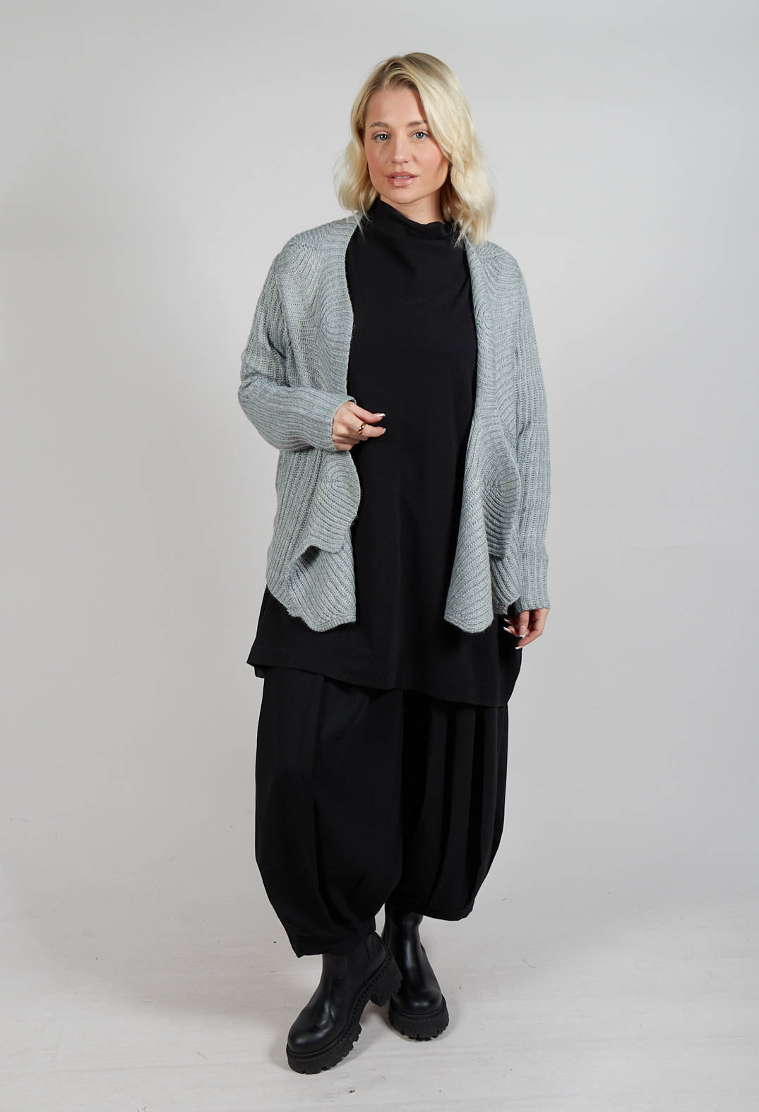 Knitted Wave Cardigan in Grey