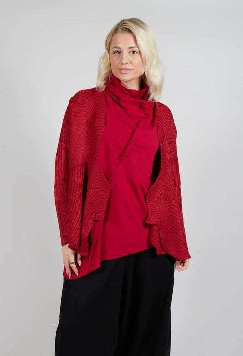 Knitted Wave Cardigan in Red