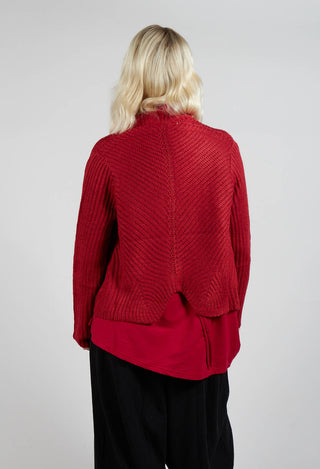 Knitted Wave Cardigan in Red