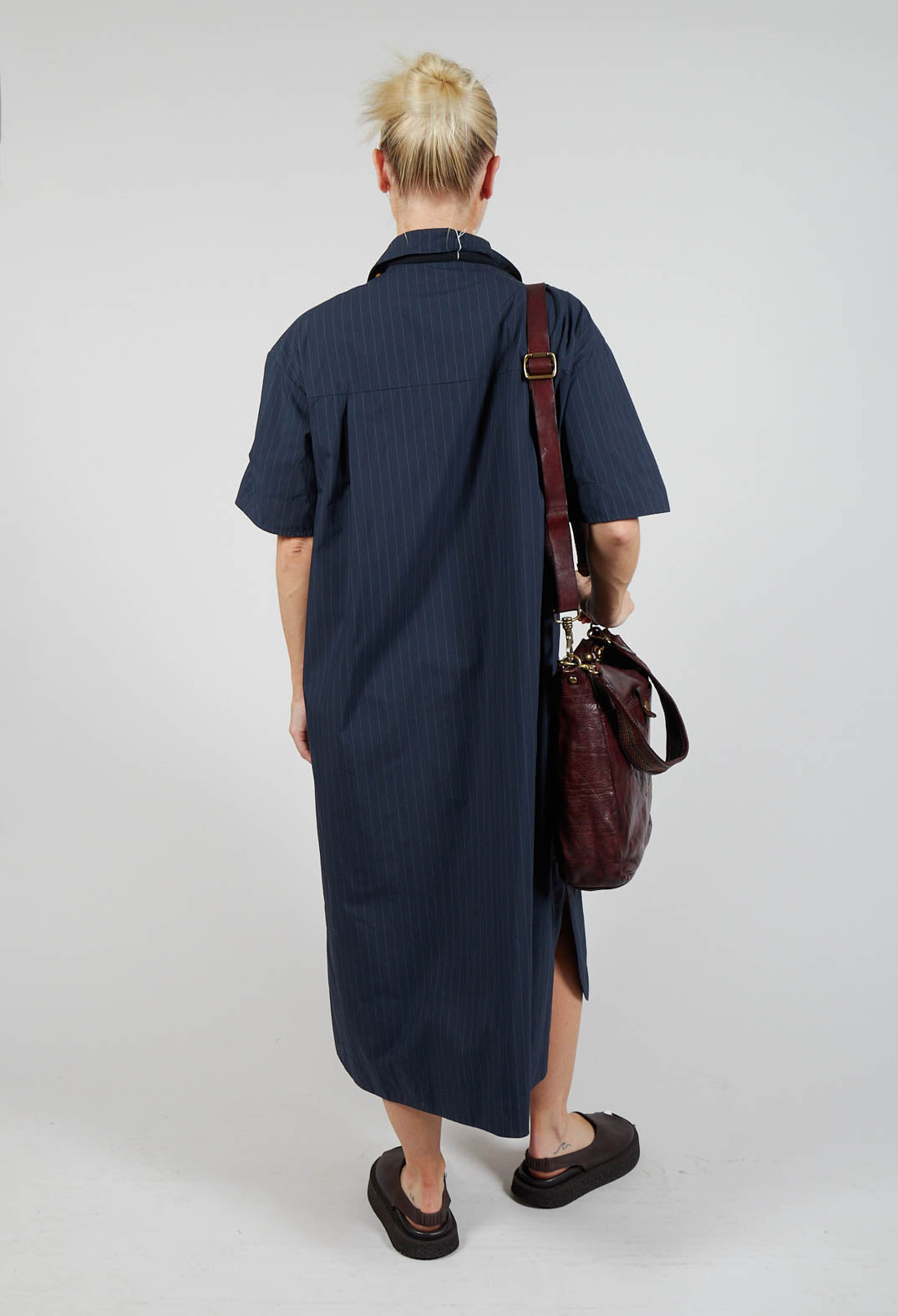 Shirt Dress in Navy Stripe