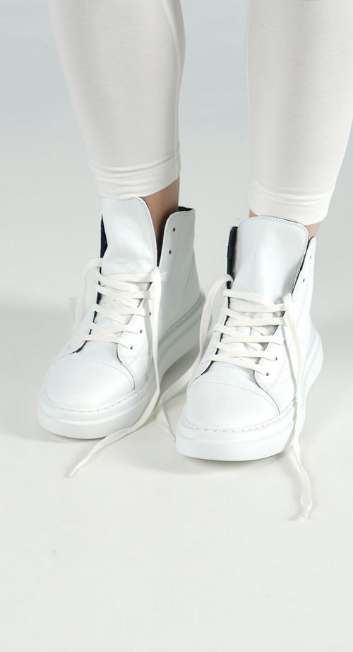 PRE-ORDER - Lace Up High Top Pumps in Navy Lace Up High Top Pumps in Navy (Pictured in Offwhite)