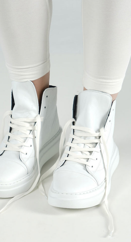 PRE-ORDER - Lace Up High Top Pumps in Grey Lace Up High Top Pumps in Grey (Pictured in Offwhite)