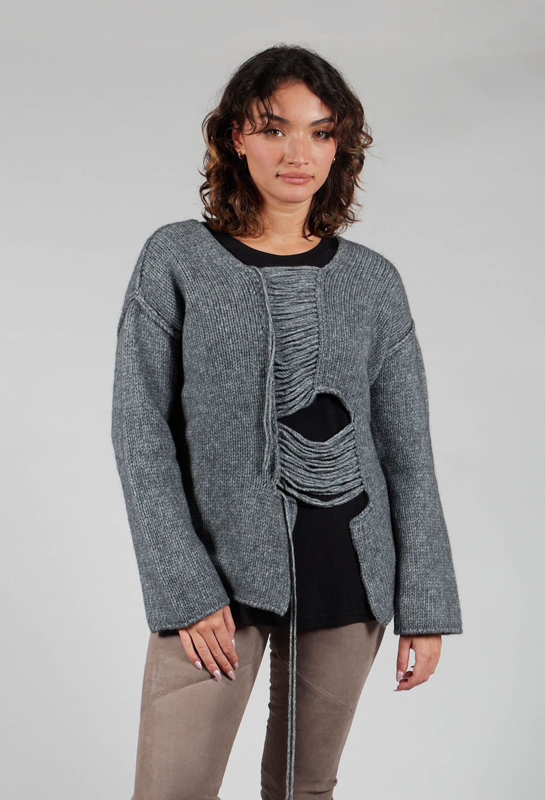 Ladder Feature Jumper in Grey