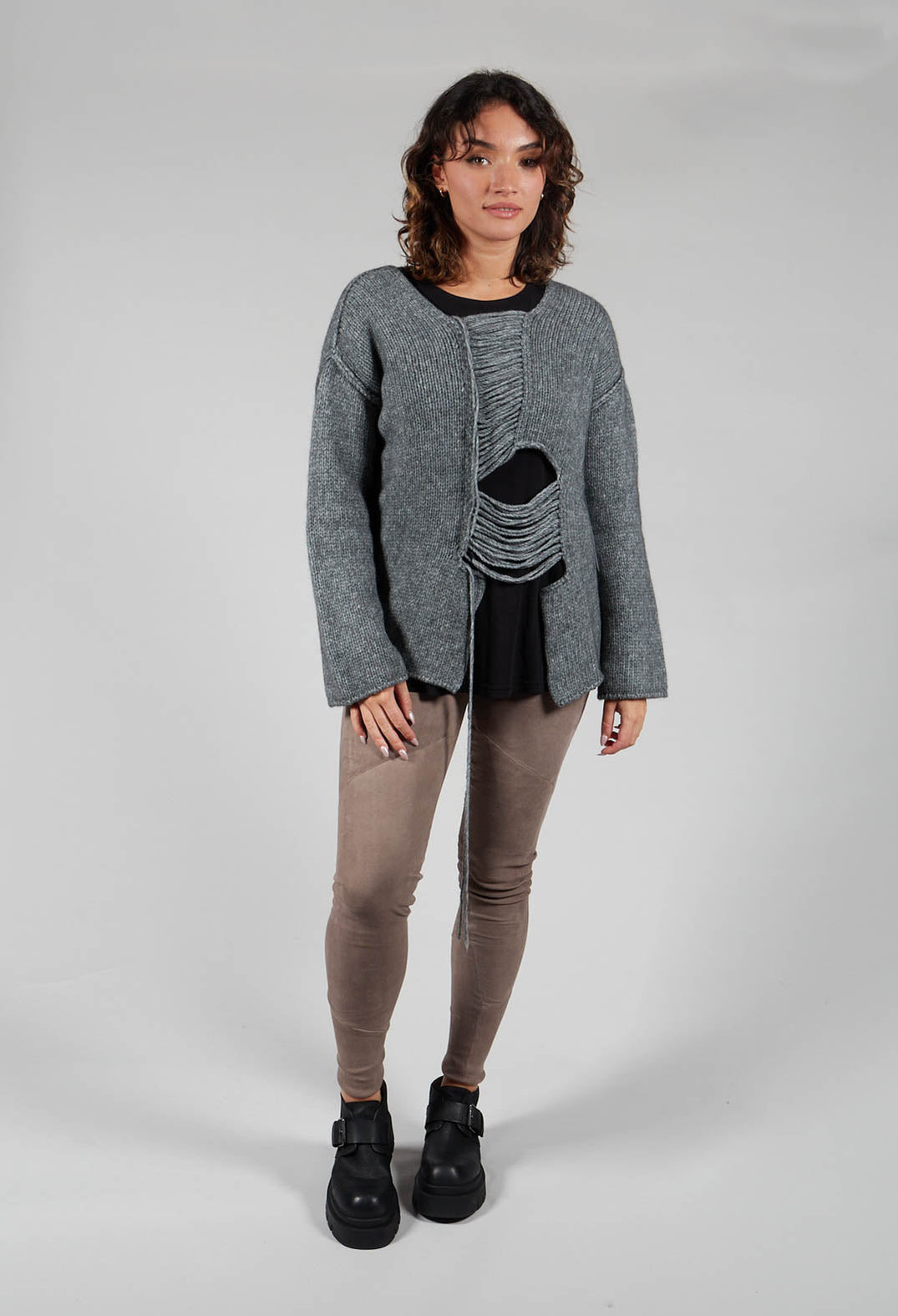 Ladder Feature Jumper in Grey