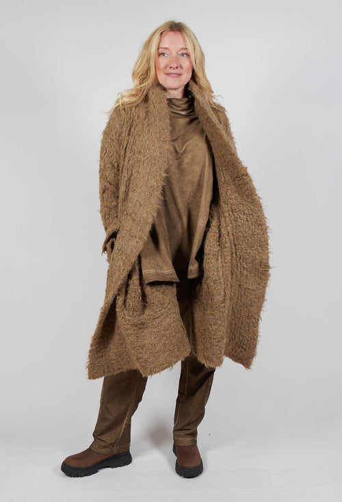 Large Pocket Alpaca Coat in Camel Mel