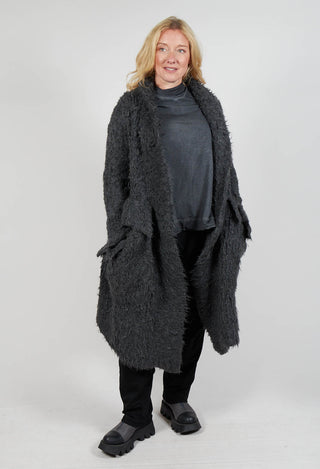 Large Pocket Alpaca Coat in Slate Mel