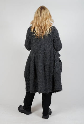 Large Pocket Alpaca Coat in Slate Mel