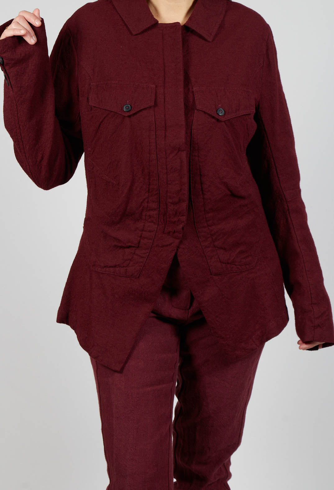 Large Pocket Jacket in Merlot