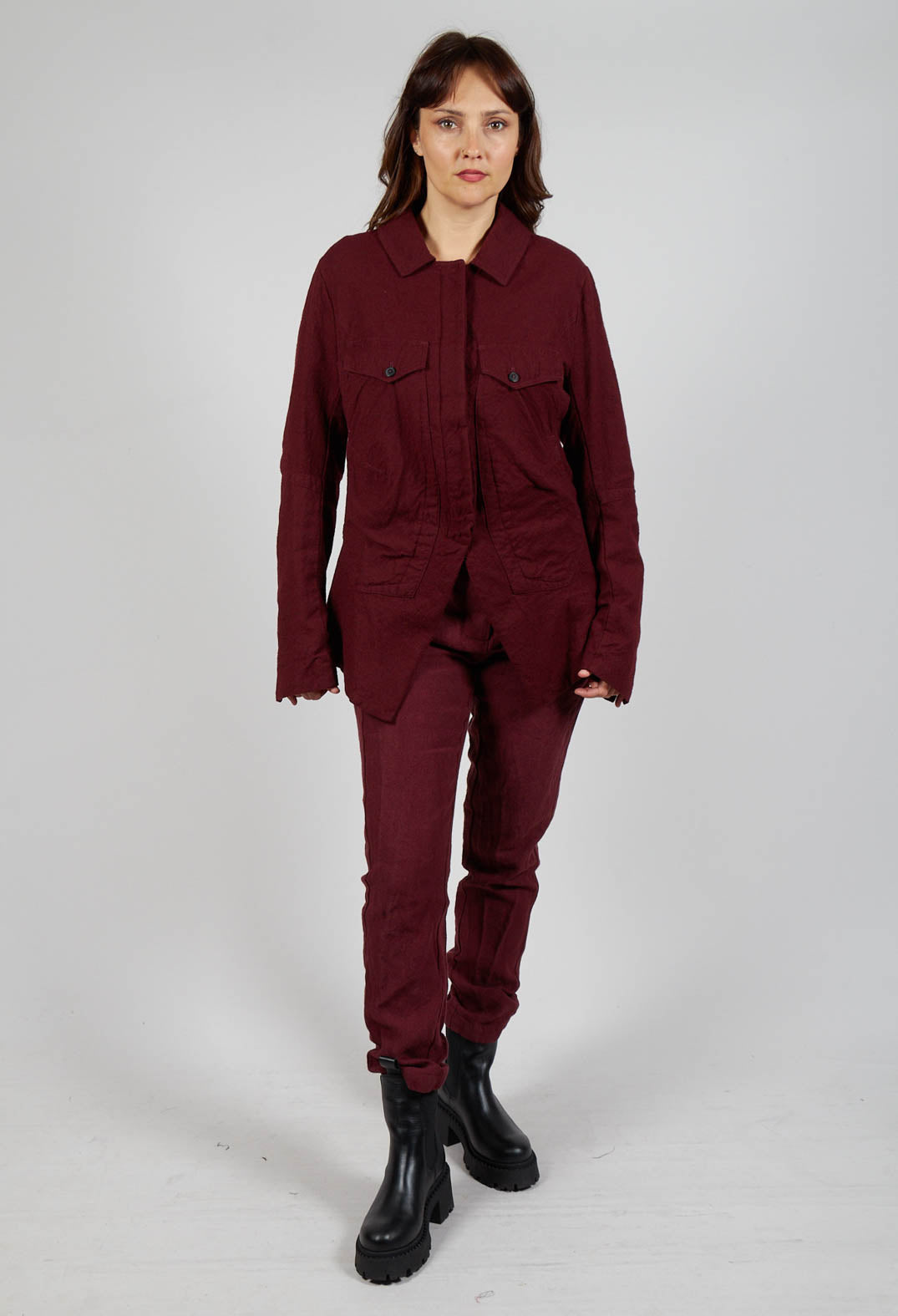 Large Pocket Jacket in Merlot