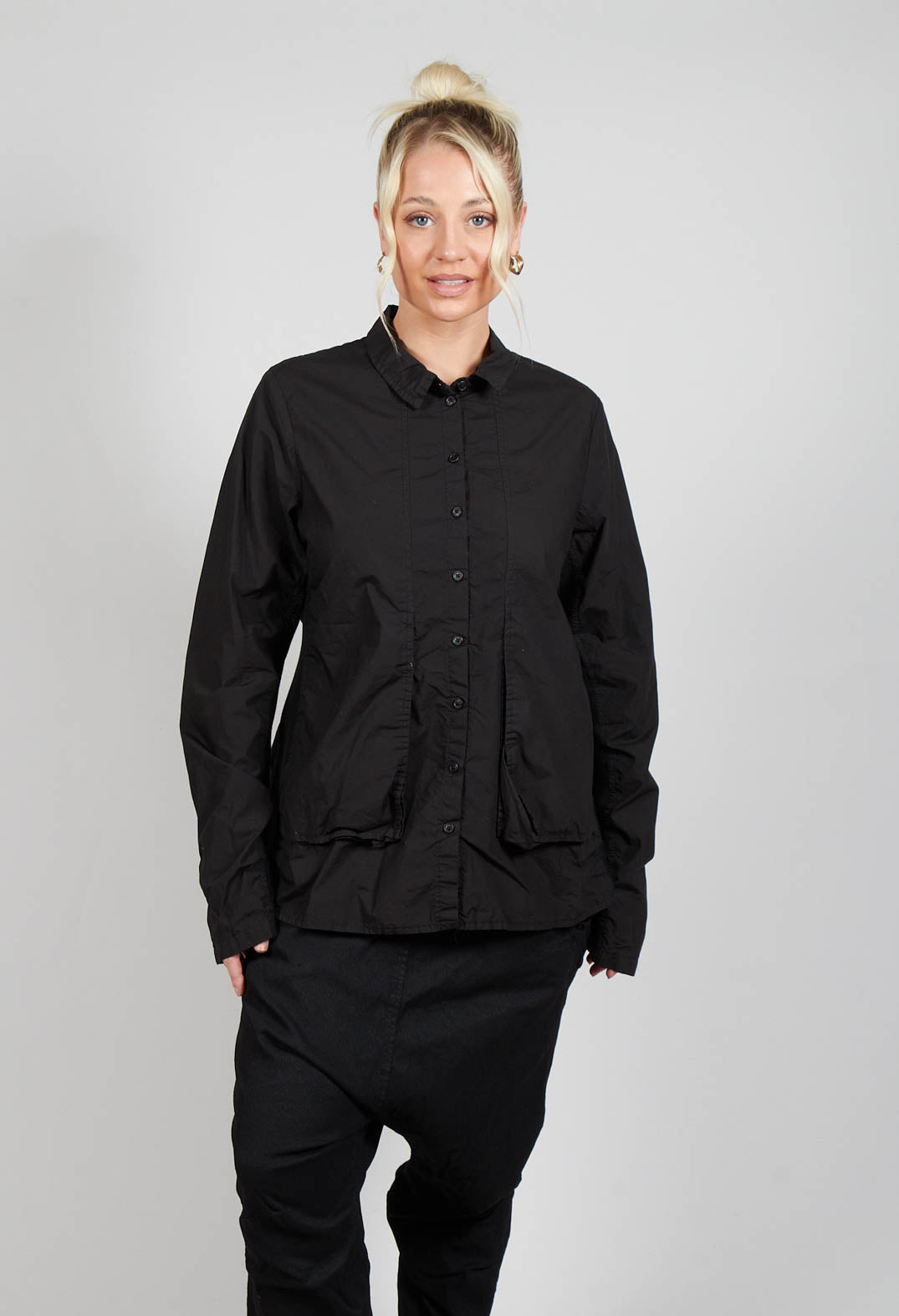 Layered Fabric Shirt in Black