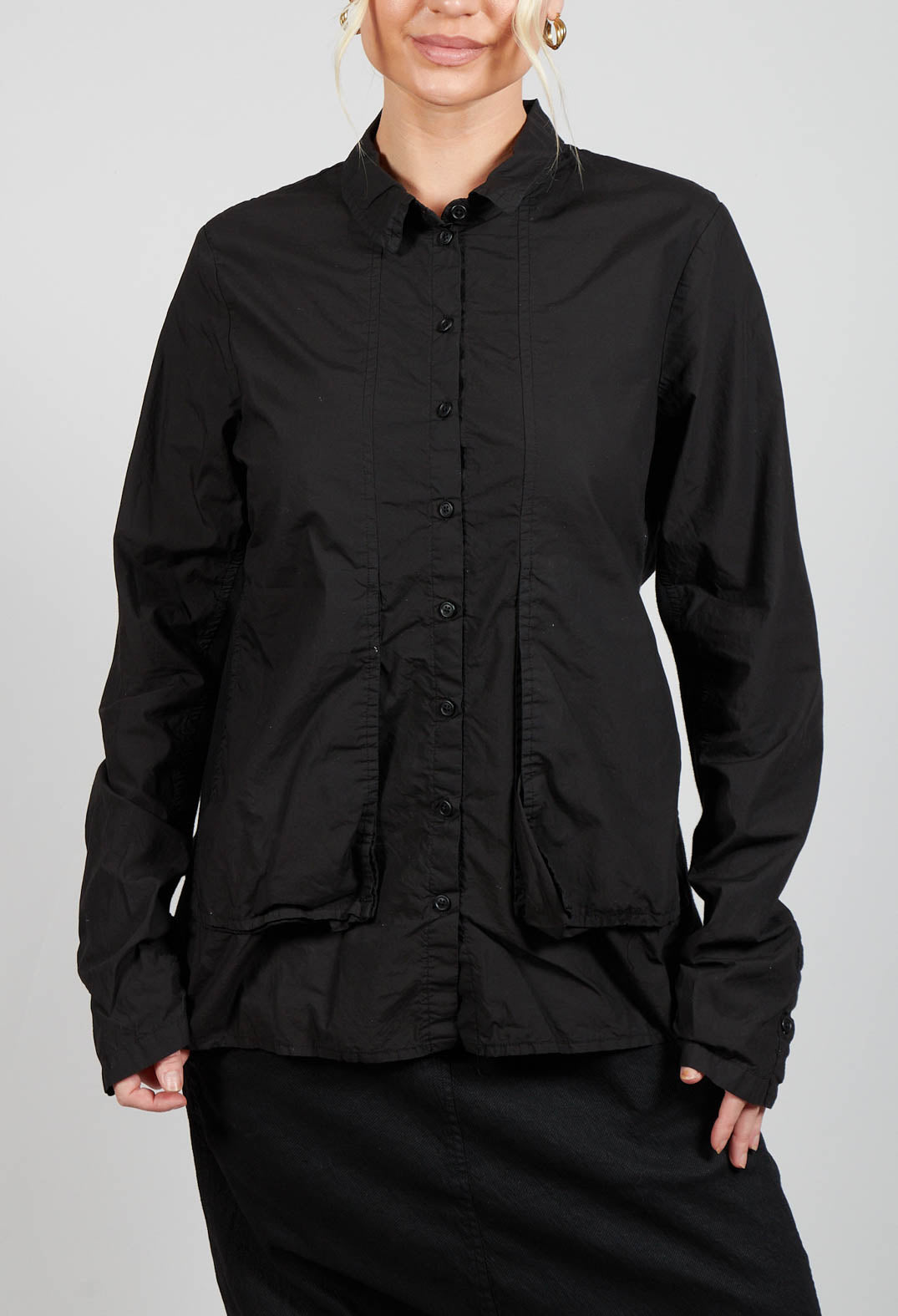 Layered Fabric Shirt in Black