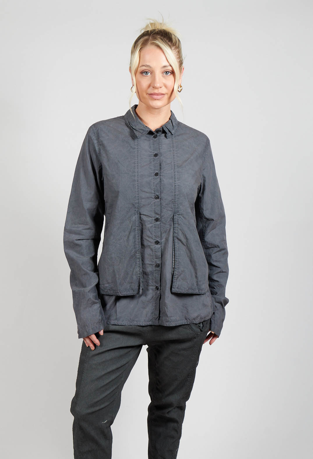 Layered Fabric Shirt in Coal Cloud