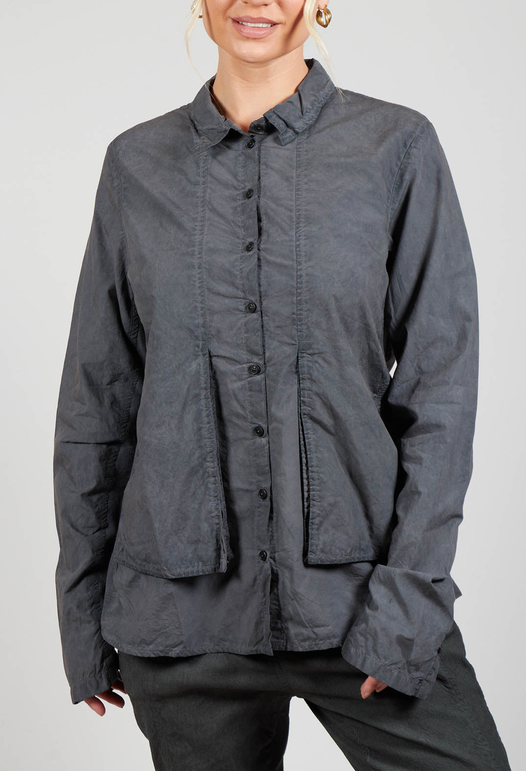 Layered Fabric Shirt in Coal Cloud