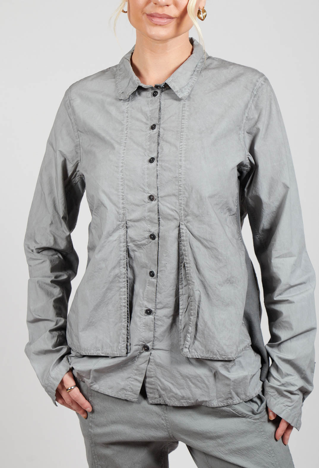 Layered Fabric Shirt in Pencil Cloud