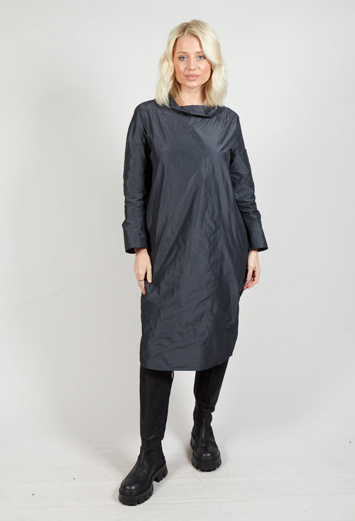 Light Taffeta Dress with Cowl Neck in Anthra