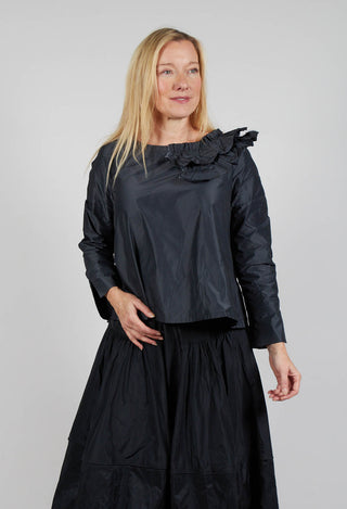 Light Taffeta Shirt with Ruffles in Anthra