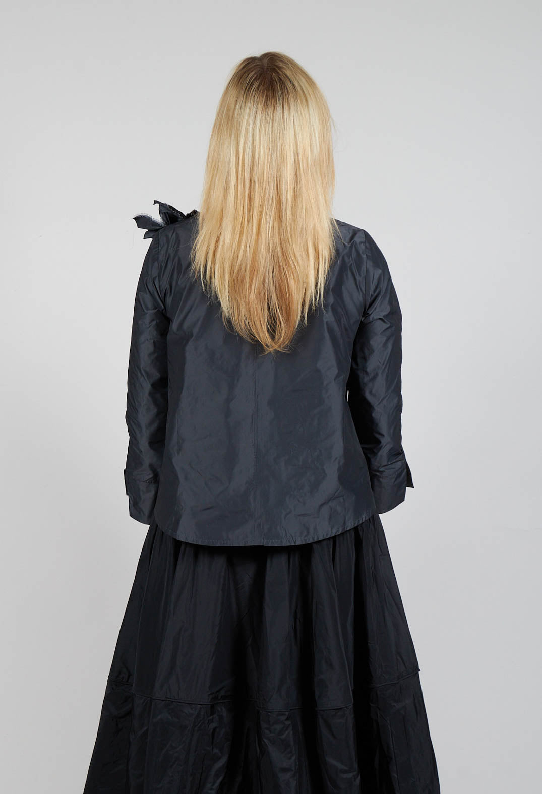 Light Taffeta Shirt with Ruffles in Anthra