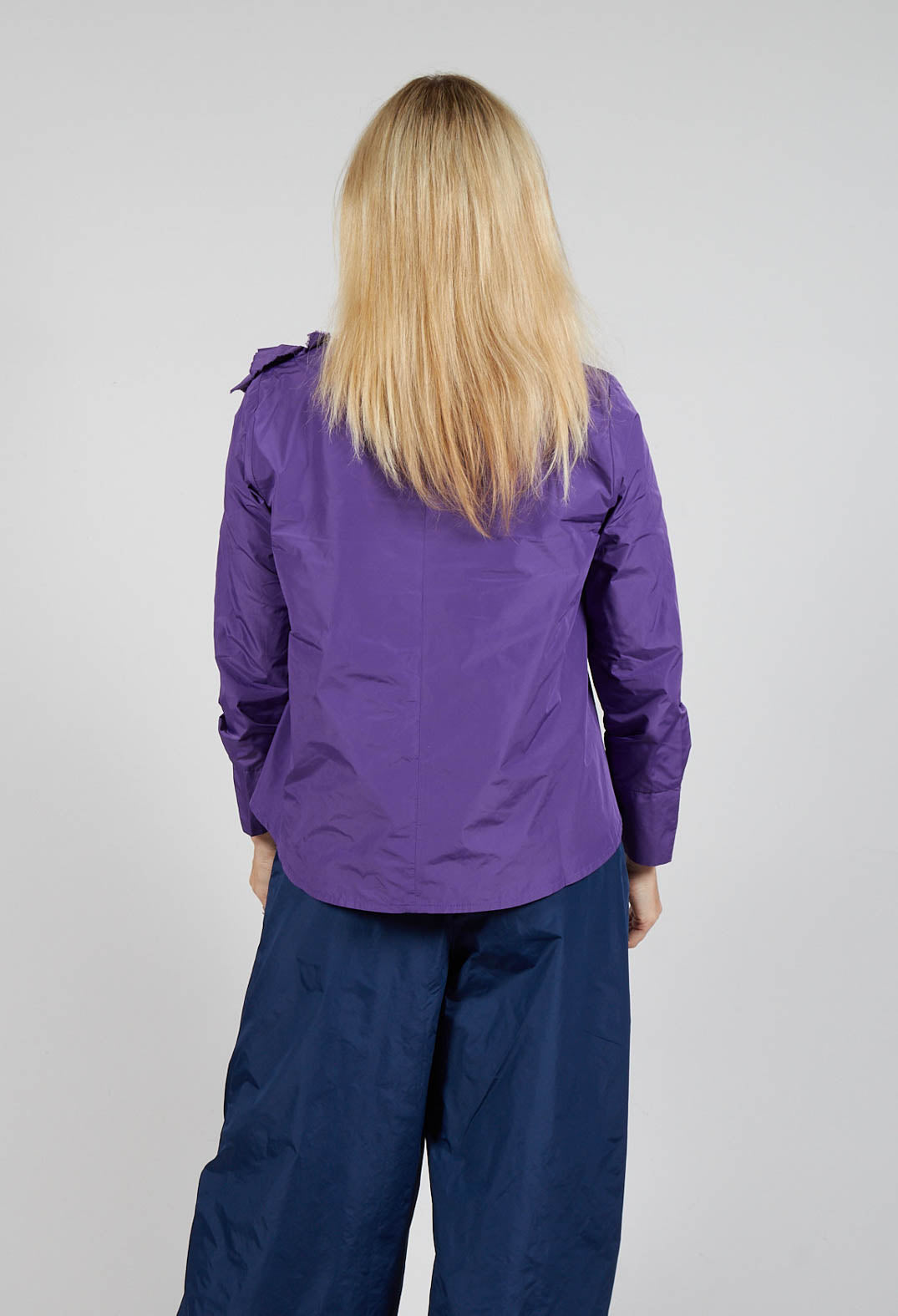 Light Taffeta Shirt with Ruffles in Purple