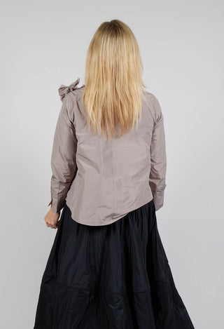 Light Taffeta Shirt with Ruffles in Stone