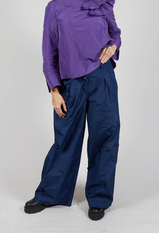 Light Taffeta Wide Trousers in Dark Navy