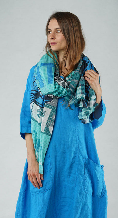 PRE-ORDER - Lightweight Cotton Scarf in Black Print Lightweight Cotton Scarf in Black Print (Pictured in Colorful)