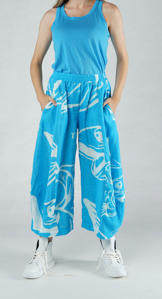 PRE-ORDER - Linen Balloon Trousers in Malibu Print