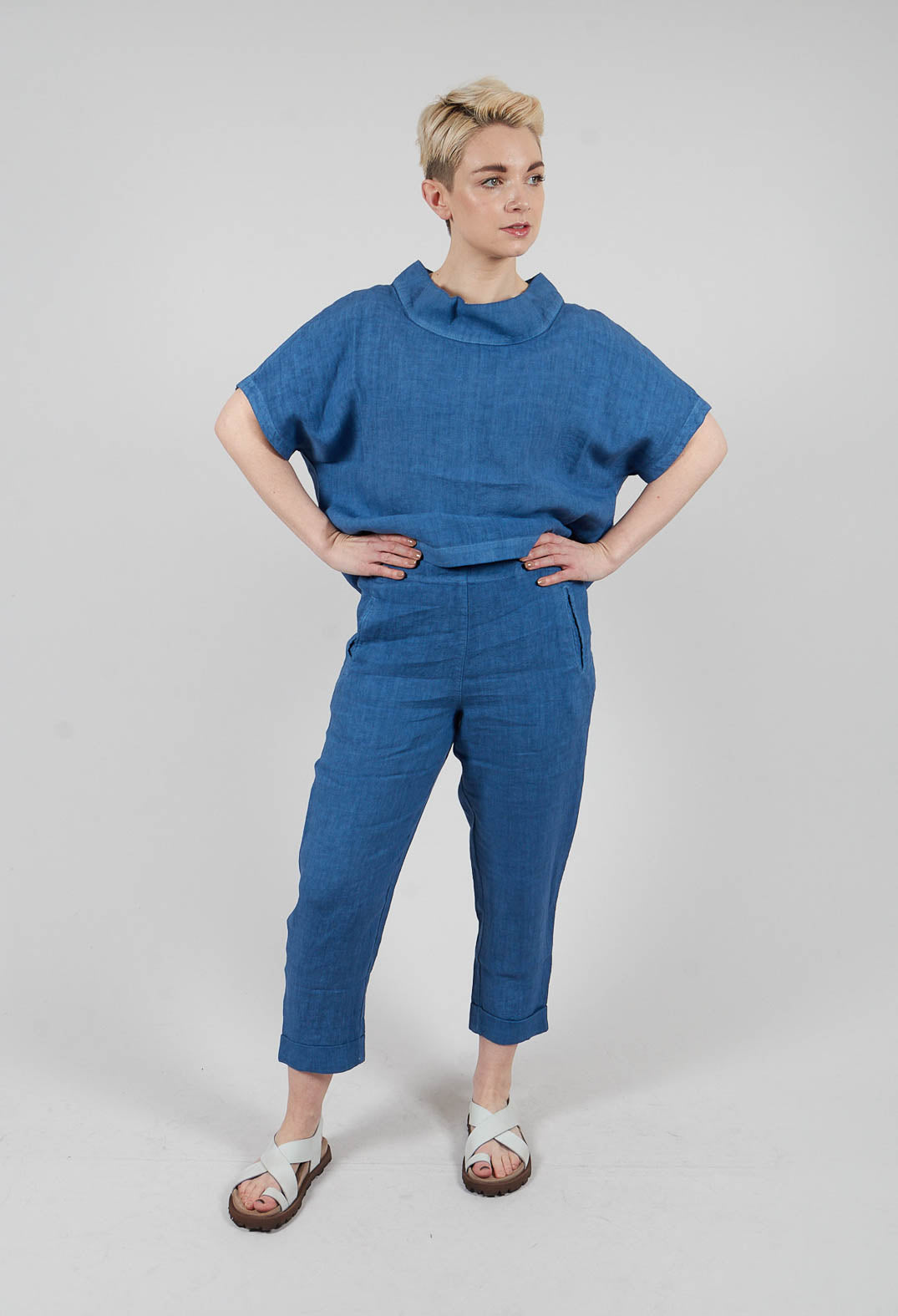 Linen Geisha Pants in Eve Blue