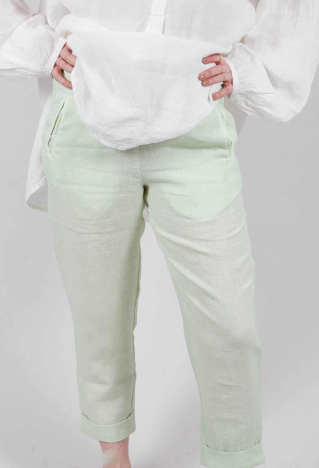 Linen Geisha Pants in Spring Green