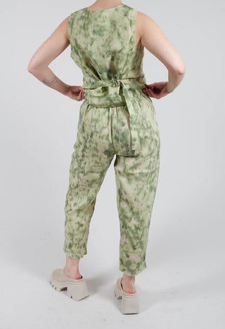 Linen Geisha Pants in Spring Green Print