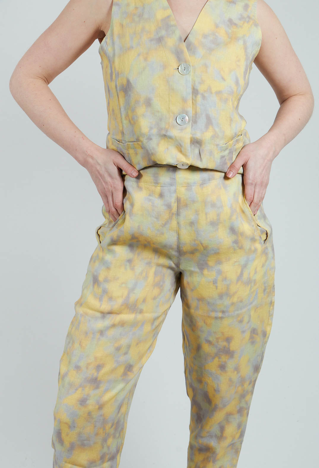 Linen Geisha Pants in Sunlight Print