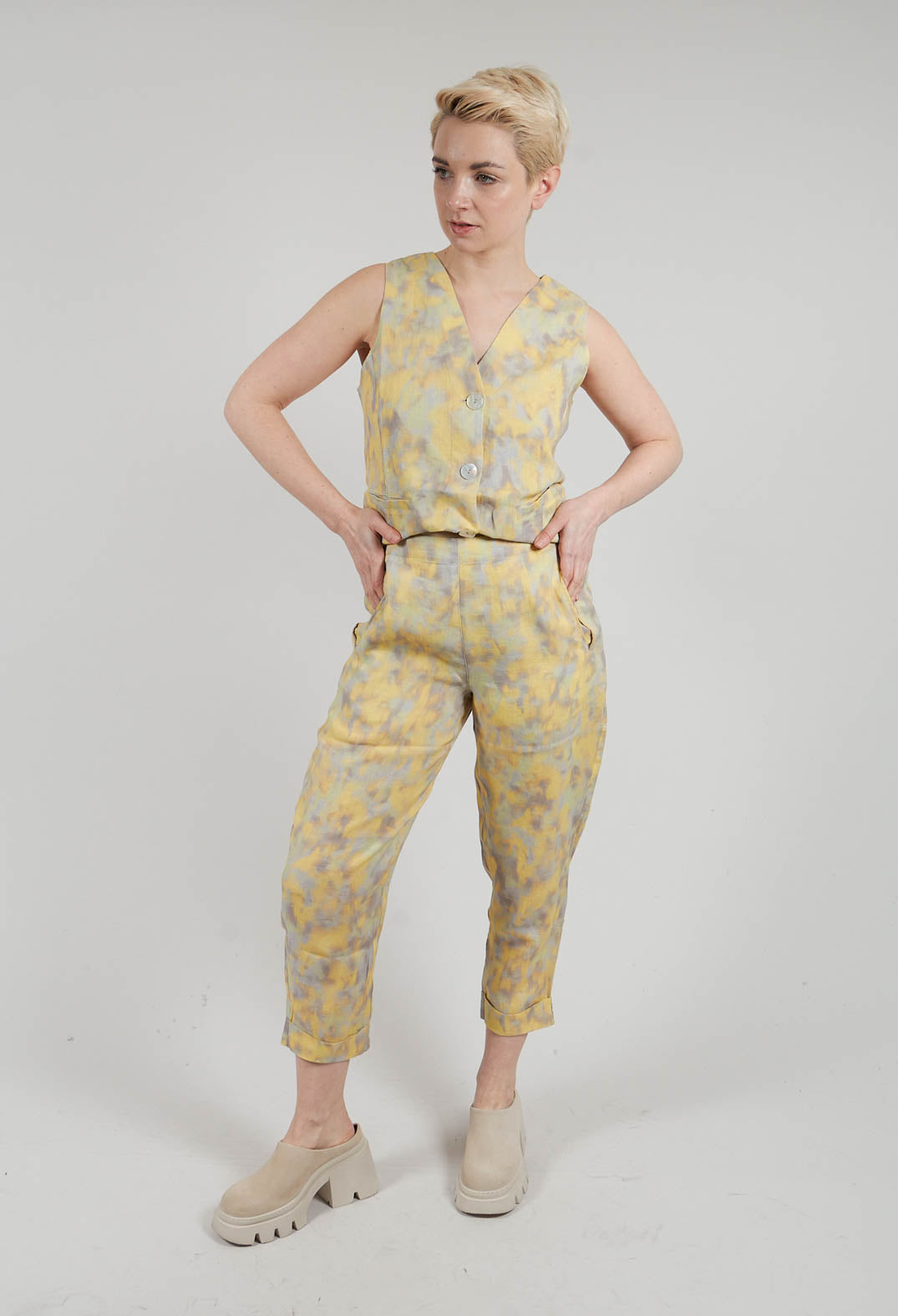 Linen Geisha Pants in Sunlight Print