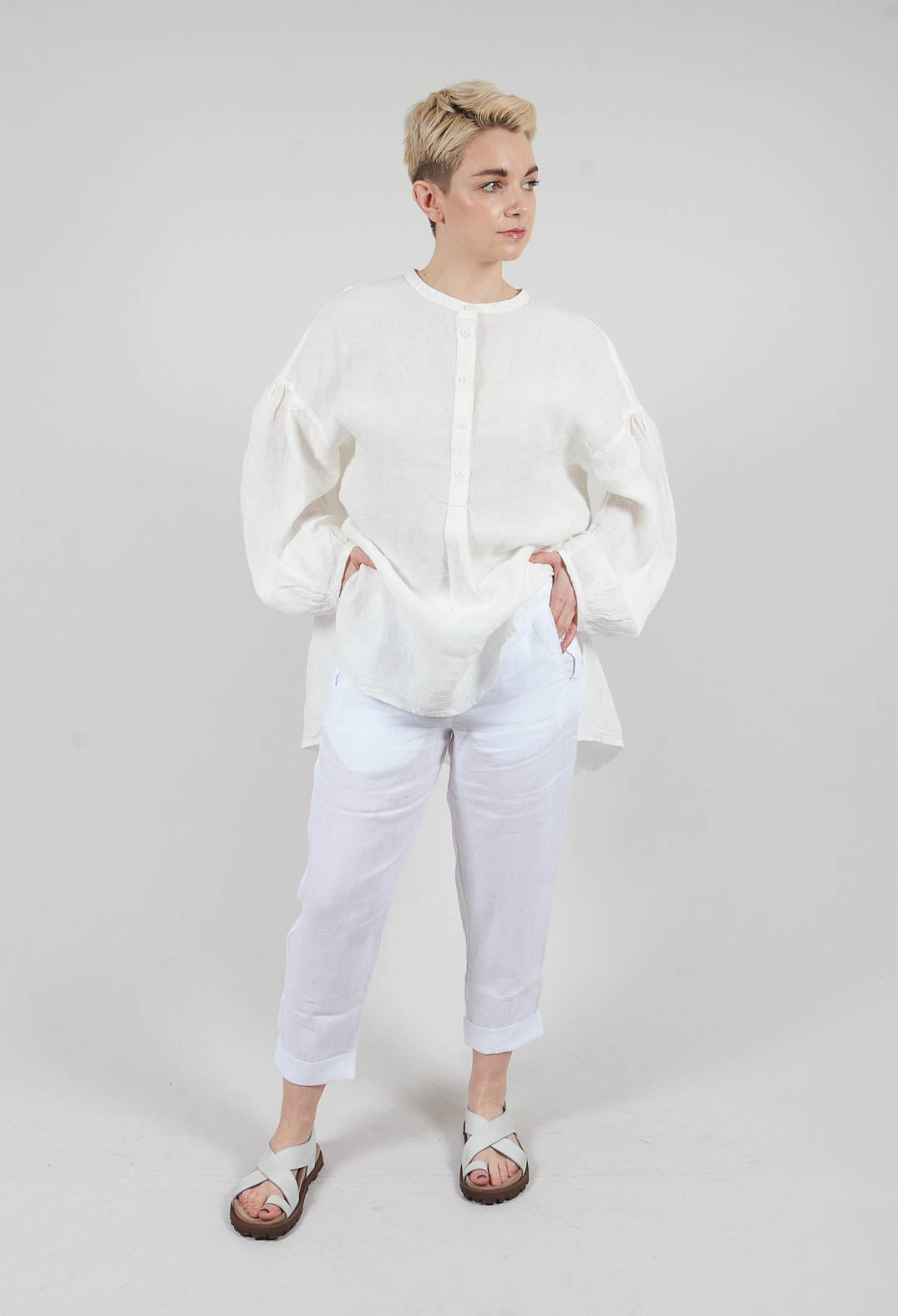 Linen Geisha Pants in White