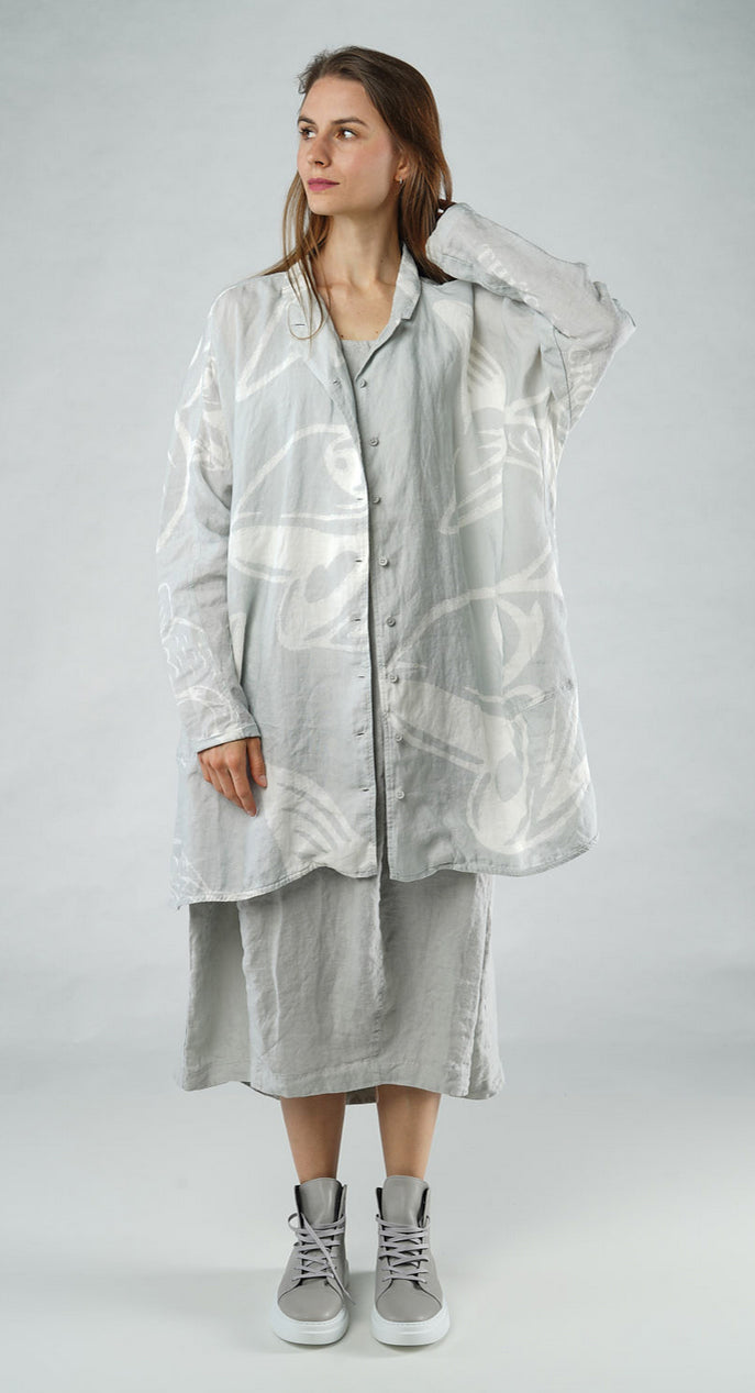 PRE-ORDER - Linen Shirt Dress in Malibu Print Linen Shirt Dress in Malibu Print (Pictured in Grey Print)