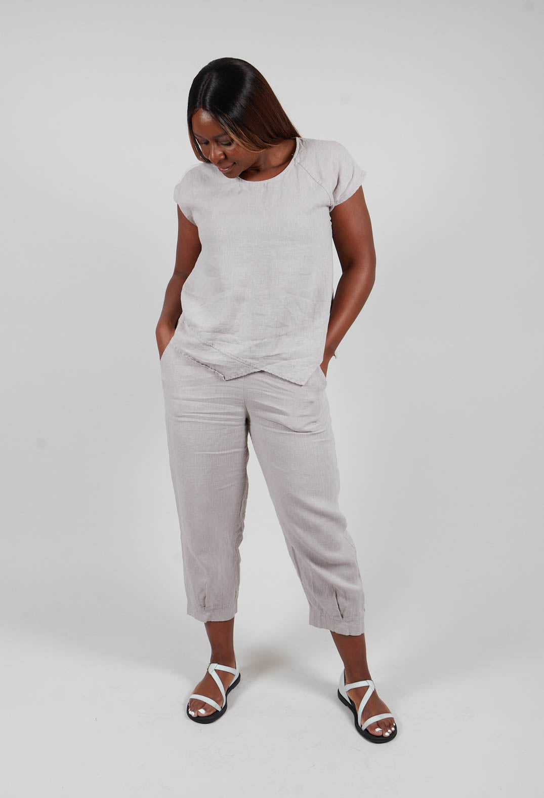 Linen Trousers in Light Grey