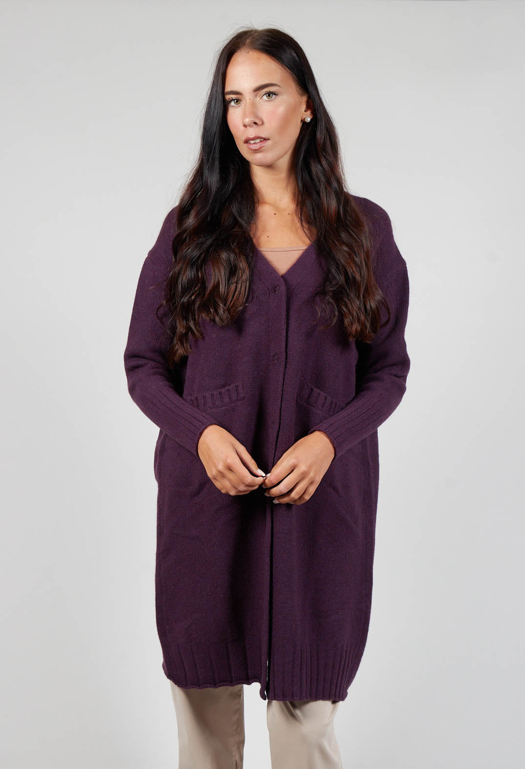 Long mauve cheap cardigan