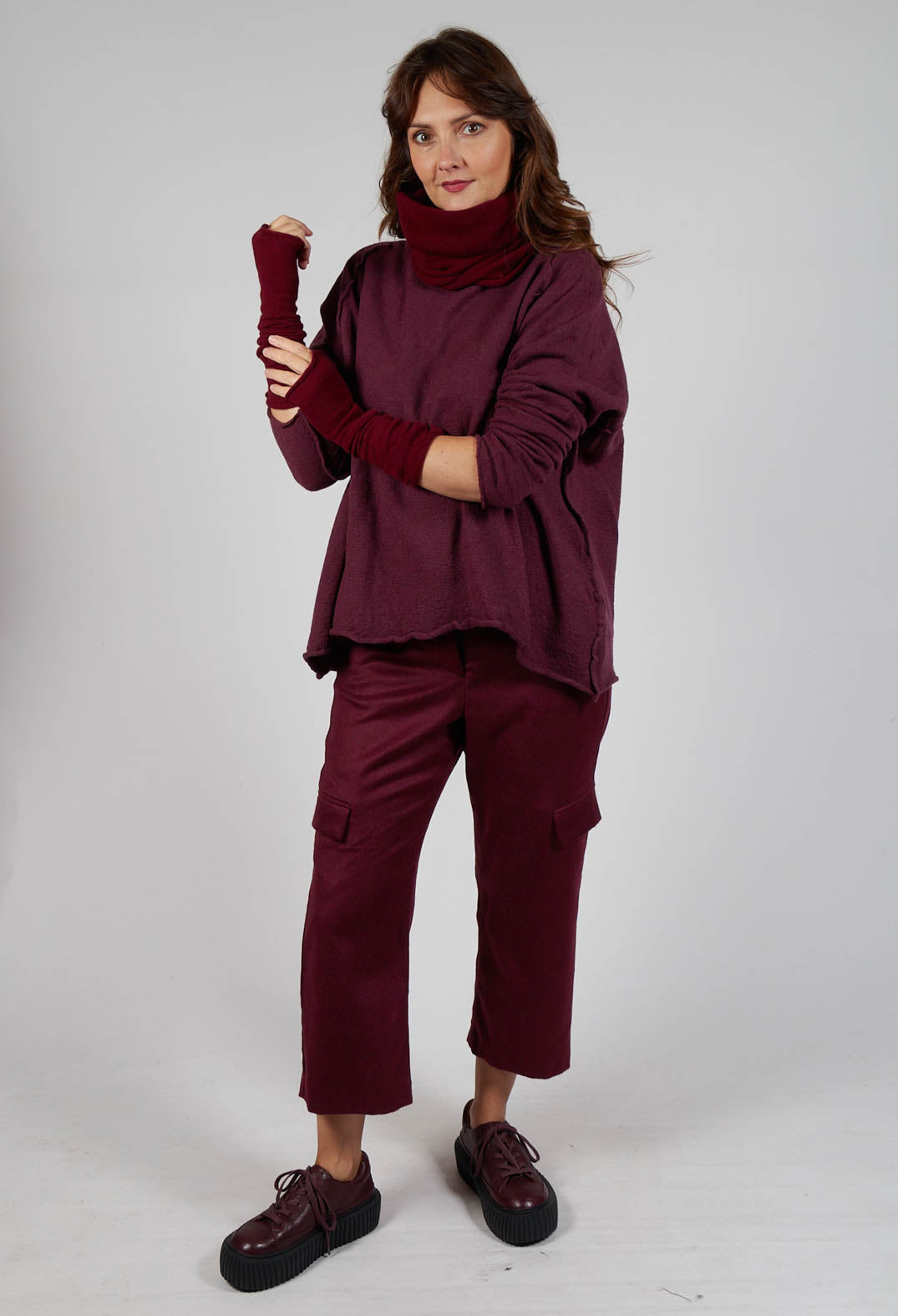 Long Cashmere Cuff in Merlot Mel