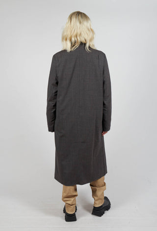 Long Pinstripe Coat in Slate